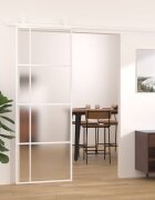 vidaXL Плъзгаща се врата матирано ESG стъкло и алуминий 76x205 см бяла