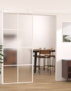 vidaXL Плъзгаща се врата матирано ESG стъкло и алуминий 90x205 см бяла