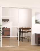 vidaXL Плъзгаща се врата матирано ESG стъкло и алуминий 90x205 см бяла