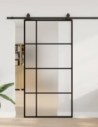vidaXL Плъзгаща се врата с комплект обков черна 1025x205 см ESG стъкло