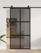 vidaXL Плъзгаща се врата с комплект обков Черно 1025x205 cm