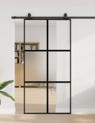 vidaXL Плъзгаща се врата с комплект обков Черно 1025x205 cm