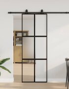 vidaXL Плъзгаща се врата с комплект обков Черно 76x205 cm