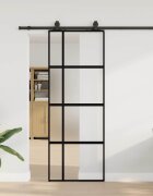 vidaXL Плъзгаща се врата с комплект обков Черно 76x205 cm