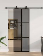 vidaXL Плъзгаща се врата с комплект обков Черно 76x205 cm