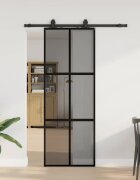 vidaXL Плъзгаща се врата с комплект обков Черно 76x205 cm