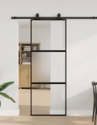 vidaXL Плъзгаща се врата с комплект обков Черно 76x205 cm