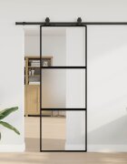 vidaXL Плъзгаща се врата с комплект обков Черно 76x205 cm