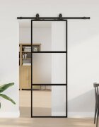 vidaXL Плъзгаща се врата с комплект обков Черно 76x205 cm