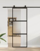 vidaXL Плъзгаща се врата с комплект обков Черно 76x205 cm
