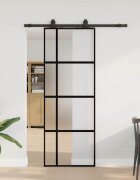 vidaXL Плъзгаща се врата с комплект обков Черно 76x205 cm