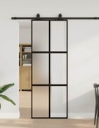 vidaXL Плъзгаща се врата с комплект обков Черно 76x205 cm