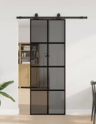 vidaXL Плъзгаща се врата с комплект обков Черно 76x205 cm