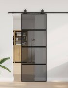vidaXL Плъзгаща се врата с комплект обков Черно 76x205 cm