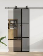 vidaXL Плъзгаща се врата с комплект обков Черно 76x205 cm