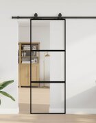 vidaXL Плъзгаща се врата с комплект обков Черно 76x205 cm