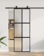 vidaXL Плъзгаща се врата с комплект обков Черно 76x205 cm