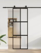 vidaXL Плъзгаща се врата с комплект обков Черно 76x205 cm