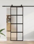 vidaXL Плъзгаща се врата с комплект обков Черно 76x205 cm