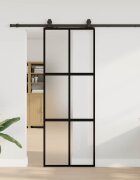 vidaXL Плъзгаща се врата с комплект обков Черно 76x205 cm
