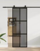 vidaXL Плъзгаща се врата с комплект обков Черно 76x205 cm