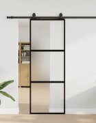vidaXL Плъзгаща се врата с комплект обков Черно 76x205 cm