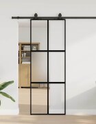vidaXL Плъзгаща се врата с комплект обков Черно 76x205 cm