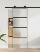 vidaXL Плъзгаща се врата с комплект обков Черно 76x205 cm