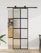 vidaXL Плъзгаща се врата с комплект обков Черно 76x205 cm