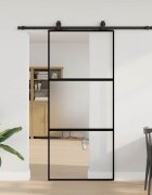 vidaXL Плъзгаща се врата с комплект обков Черно 90x205 cm