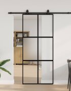 vidaXL Плъзгаща се врата с комплект обков Черно 90x205 cm