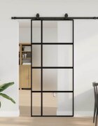 vidaXL Плъзгаща се врата с комплект обков Черно 90x205 cm