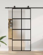 vidaXL Плъзгаща се врата с комплект обков Черно 90x205 cm