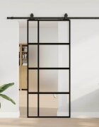 vidaXL Плъзгаща се врата с комплект обков Черно 90x205 cm