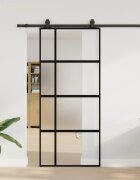 vidaXL Плъзгаща се врата с комплект обков Черно 90x205 cm