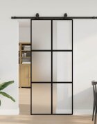 vidaXL Плъзгаща се врата с комплект обков Черно 90x205 cm