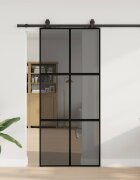 vidaXL Плъзгаща се врата с комплект обков Черно 90x205 cm