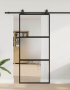 vidaXL Плъзгаща се врата с комплект обков Черно 90x205 cm