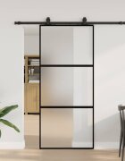 vidaXL Плъзгаща се врата с комплект обков Черно 90x205 cm