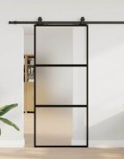 vidaXL Плъзгаща се врата с комплект обков Черно 90x205 cm