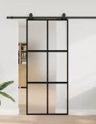 vidaXL Плъзгаща се врата с комплект обков Черно 90x205 cm