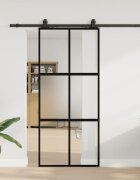 vidaXL Плъзгаща се врата с комплект обков Черно 90x205 cm