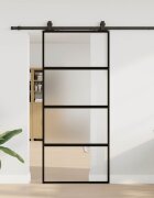 vidaXL Плъзгаща се врата с комплект обков Черно 90x205 cm