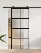 vidaXL Плъзгаща се врата с комплект обков Черно 90x205 cm