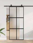 vidaXL Плъзгаща се врата с комплект обков Черно 90x205 cm
