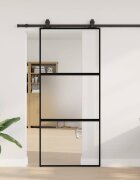 vidaXL Плъзгаща се врата с комплект обков Черно 90x205 cm