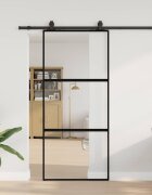 vidaXL Плъзгаща се врата с комплект обков Черно 90x205 cm