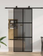 vidaXL Плъзгаща се врата с комплект обков Черно 90x205 cm