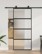 vidaXL Плъзгаща се врата с комплект обков Черно 90x205 cm