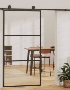 vidaXL Плъзгаща се врата с механизъм ESG стъкло и алуминий 102x205 см